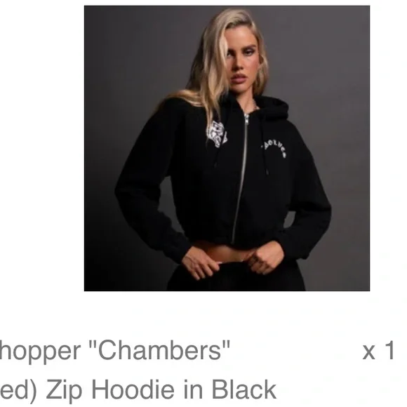 Darc Sport Wolf Chopper "Chambers" (Cropped) Zip Hoodie in Black - Picture 4 of 4